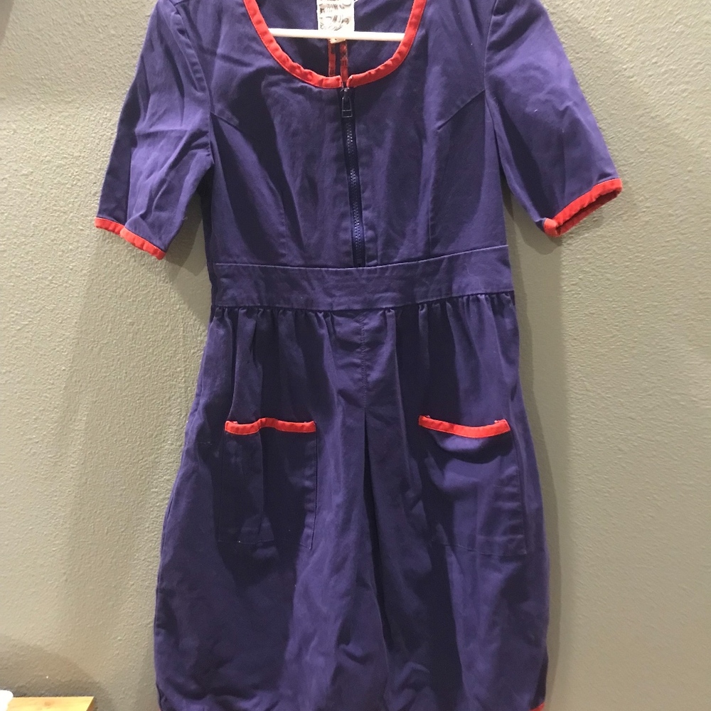 Anthropologie Tulle dress in navy and red small